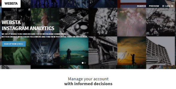 Screenshot of WEBSTA's homepage