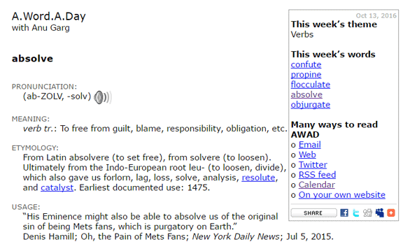 Screenshot of a featured A.Word.A.Day word