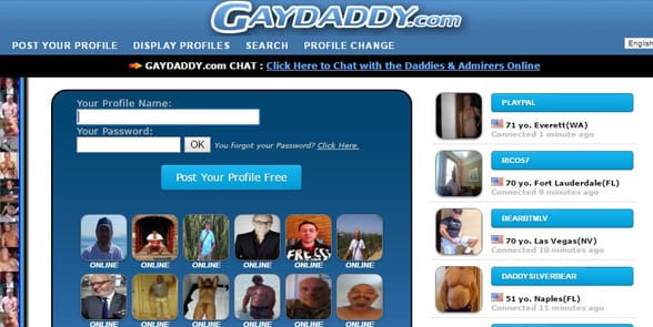 Screenshot of the GayDaddy homepage