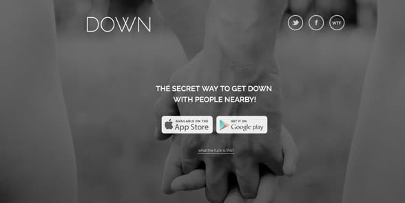 Screenshot of the Down homepage