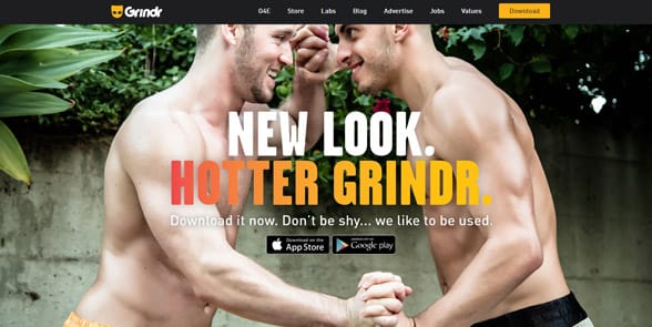 Screenshot of the Grindr homepage