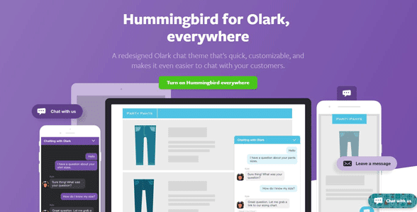 Screenshot of Olark's Hummingbird page