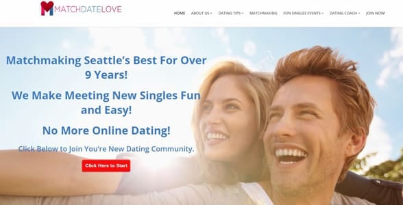 Screenshot of the Match Date Love homepage