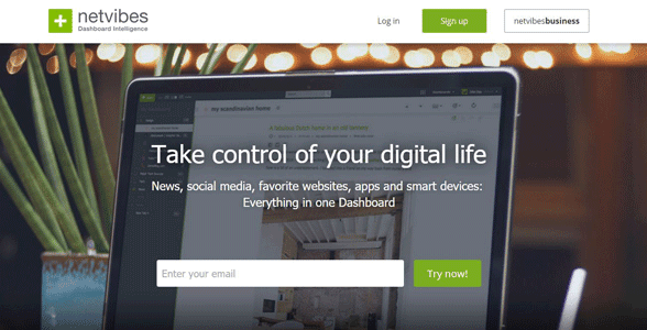 Screenshot of the Netvibes homepage