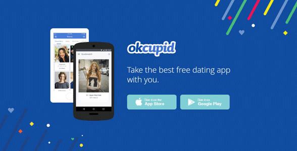 Screenshot of the OkCupid mobile landing page