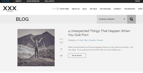 Screenshot of the XXXchurch blog
