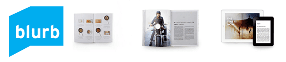 Blurb logo and screenshot of book styles