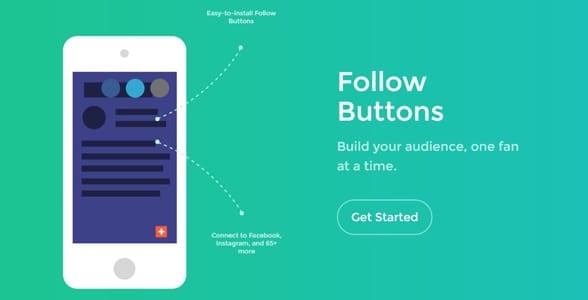 Screenshot of the Follow button landing page