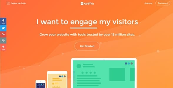 Screenshot of the AddThis homepage