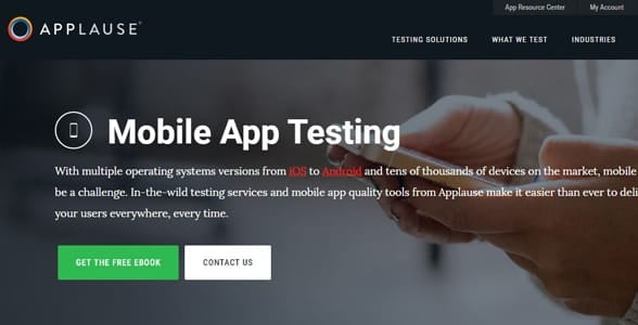 Screenshot of Applause's mobile landing page