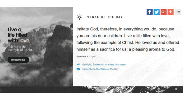 Screenshot of the Bible App's Verse of the Day