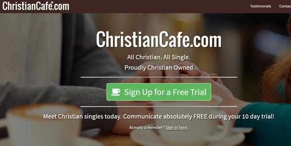 Screenshot of the Christian Cafe homepage