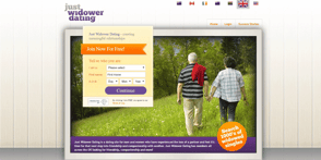 Screenshot of the Just Widow Dating homepage