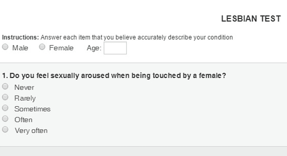 Screenshot of PsyMed's lesbian test