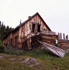 Photo of an old building in a ghost town