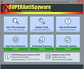 Screenshot of SUPERAntiSpyware