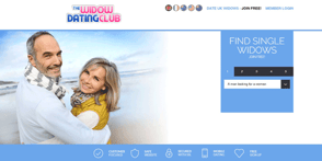 Screenshot of the Widow Dating Club homepage