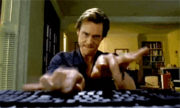 GIF of Jim Carrey typing