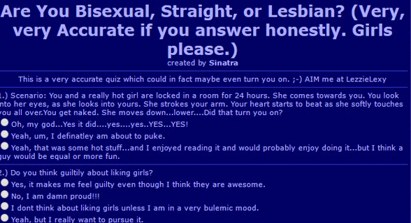 Screenshot of Zenhex's lesbian test