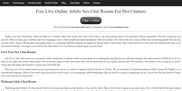 Screenshot of the Zozo Chat homepage Screenshot of the Zozo Chat homepage
