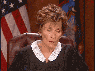 A GIF of Judge Judy shaking her head A GIF of Judge Judy shaking her head