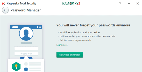 Screenshot of Kaspersky's Password Manager