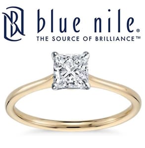 Photo of the Blue Nile logo and a ring