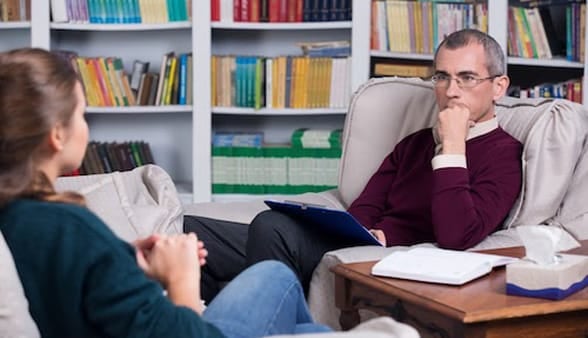 Photo of counselor and client