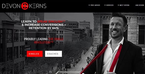 Screenshot of Devon Kerns' website
