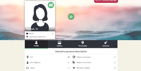 Screenshot of an Elite Singles profile