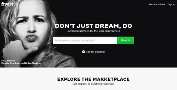 Screenshot of Fiverr's homepage Screenshot of Fiverr's homepage