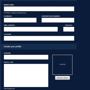 Screenshot of the ManHunt signup page