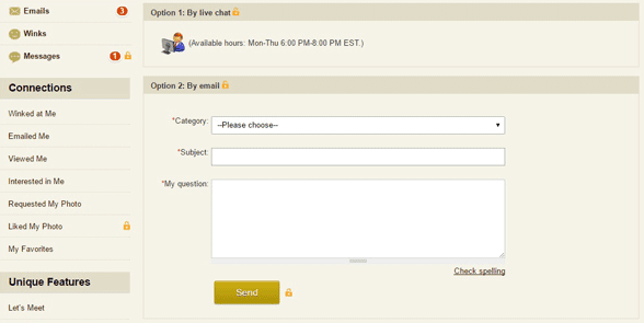 Screenshot of the MillionaireMatch Live Counselor section