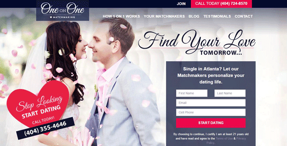 Screenshot of One on One Matchmaking's homepage