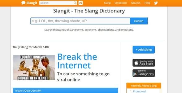 Screenshot of Slangit's homepage Screenshot of Slangit's homepage