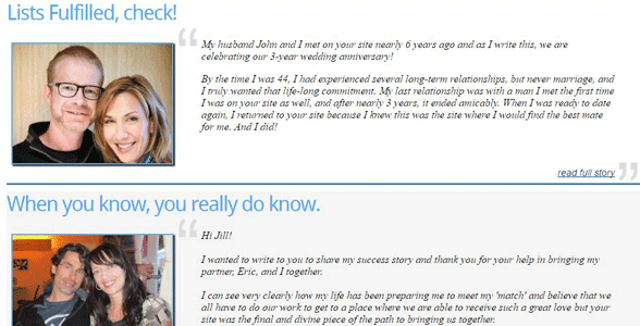 Screenshot of Spiritual Singles' Success Stories