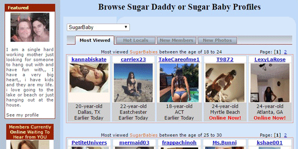 Screenshot of the SugarDaddyForMe Browse page