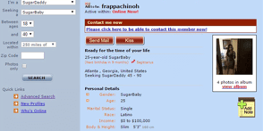 Screenshot of a SugarDaddyForMe profile