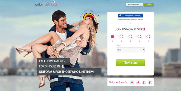 Screenshot of the UniformDating homepage