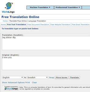 Screenshot of WorldLingo.com