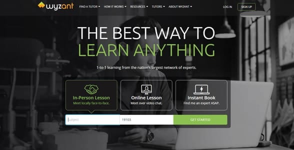 Screenshot of Wyzant's homepage