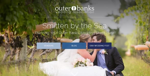 Screenshot of the Outer Banks Wedding Association's homepage