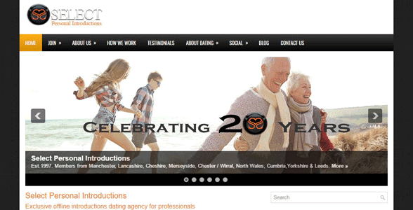Screenshot of the Select Personal Introductions homepage Screenshot of the Select Personal Introductions homepage
