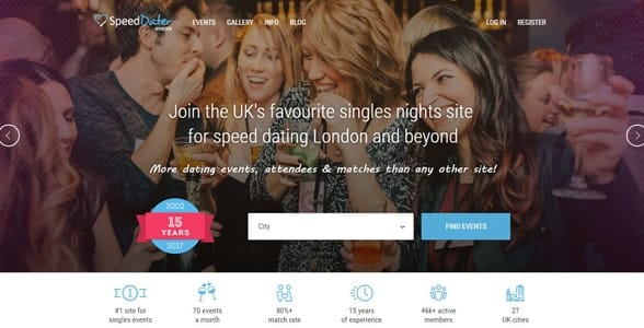 Screenshot of SpeedDater's homepage