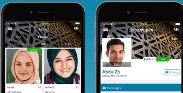 Screenshots of the Single Muslim mobile app