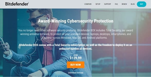 Screenshot of Bitdefender BOX's product page