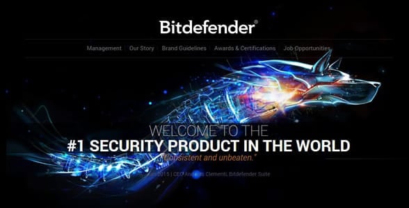 Screenshot of Bitdefender's homepage