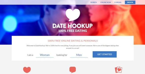 Screenshot of DateHookup's signup page