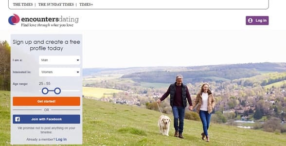 Screenshot of the Encounters Dating signup page