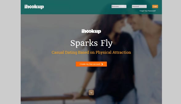 Screenshot of the iHookup homepage